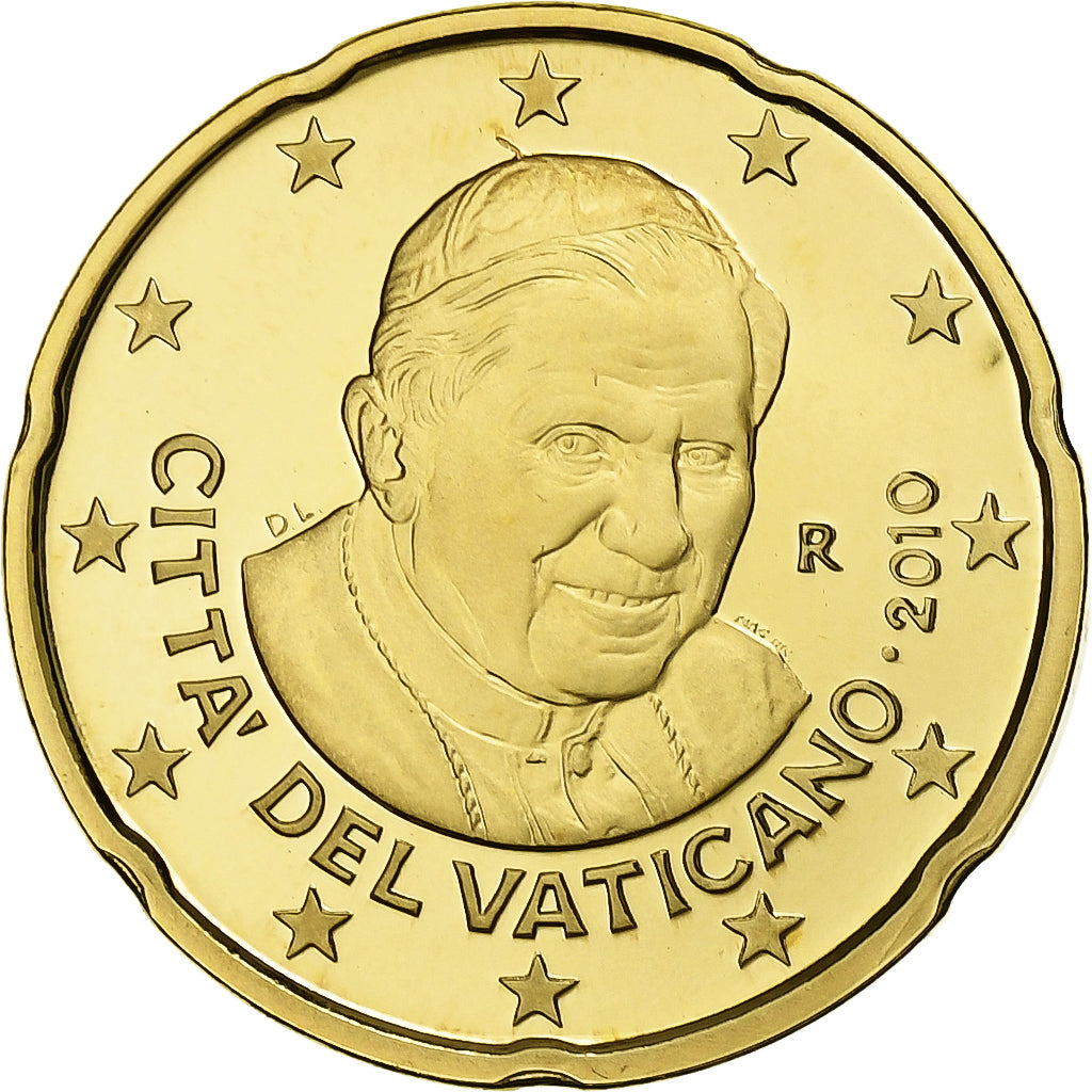 VATICAN CITY, Benedict XVI, 20 Euro Cent, 2010, Rome, Brass, UNC, KM:386