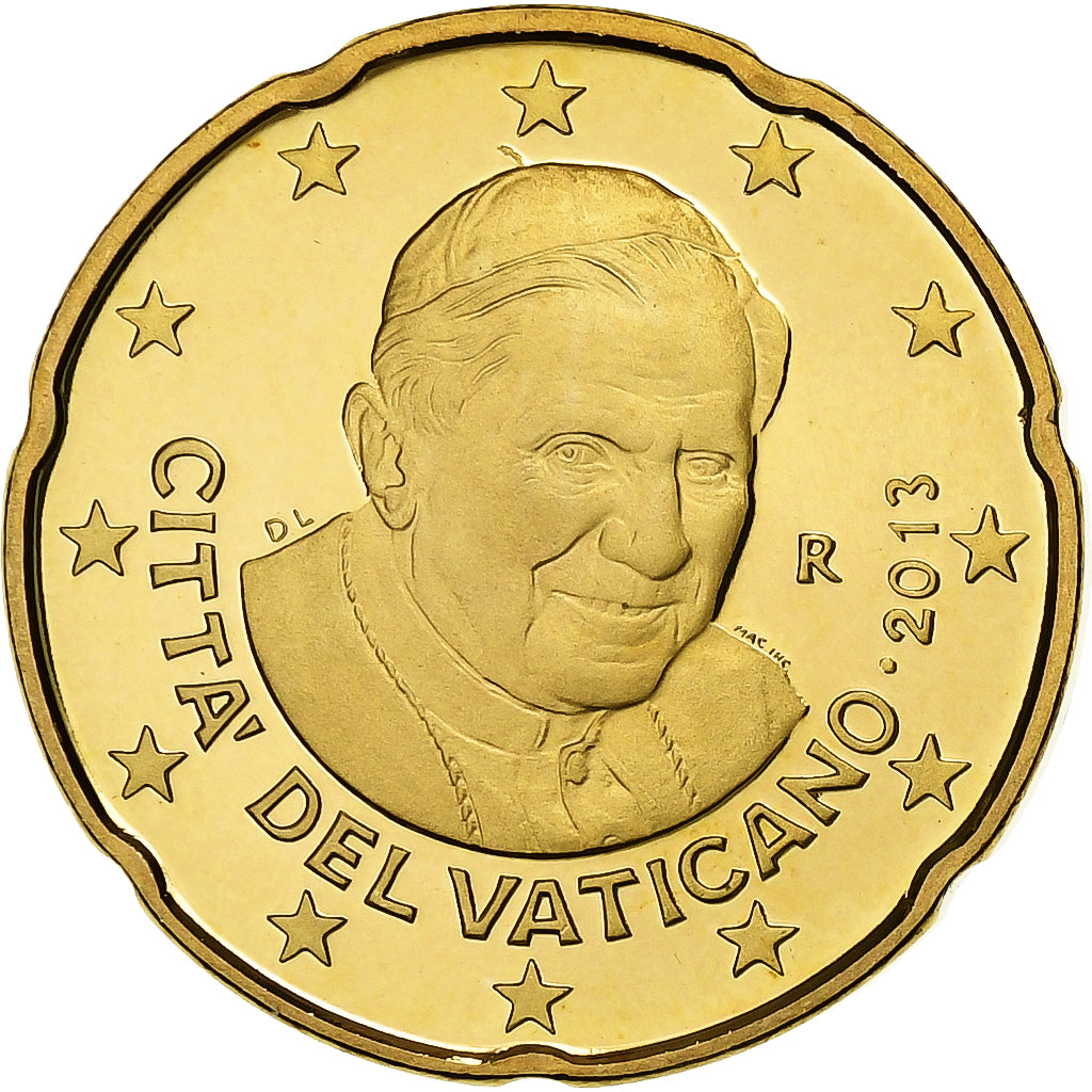 VATICAN CITY, Benedict XVI, 20 Euro Cent, 2013, Rome, Brass, UNC, KM:386
