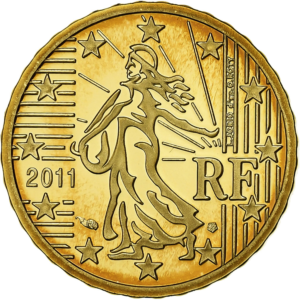 France, 10 Euro Cent, 2011, Paris, Brass, UNC, KM:1410