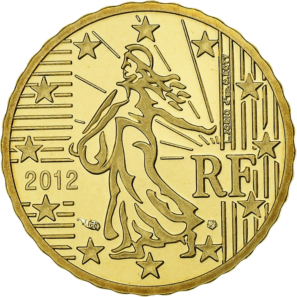 France, 10 Euro Cent, 2012, Paris, Brass, UNC, KM:1410