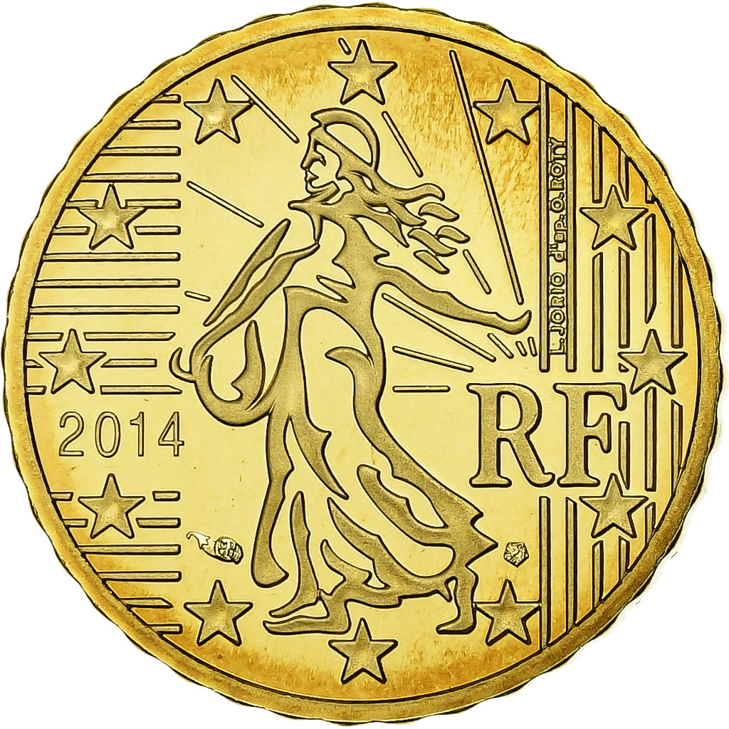 France, 10 Euro Cent, 2014, Brass, UNC