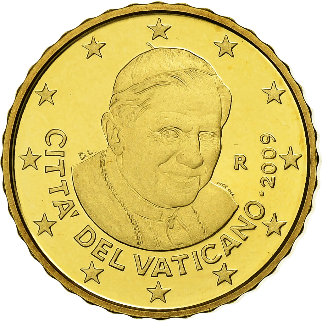VATICAN CITY, Benedict XVI, 10 Euro Cent, 2009, Rome, Brass, UNC, KM:385