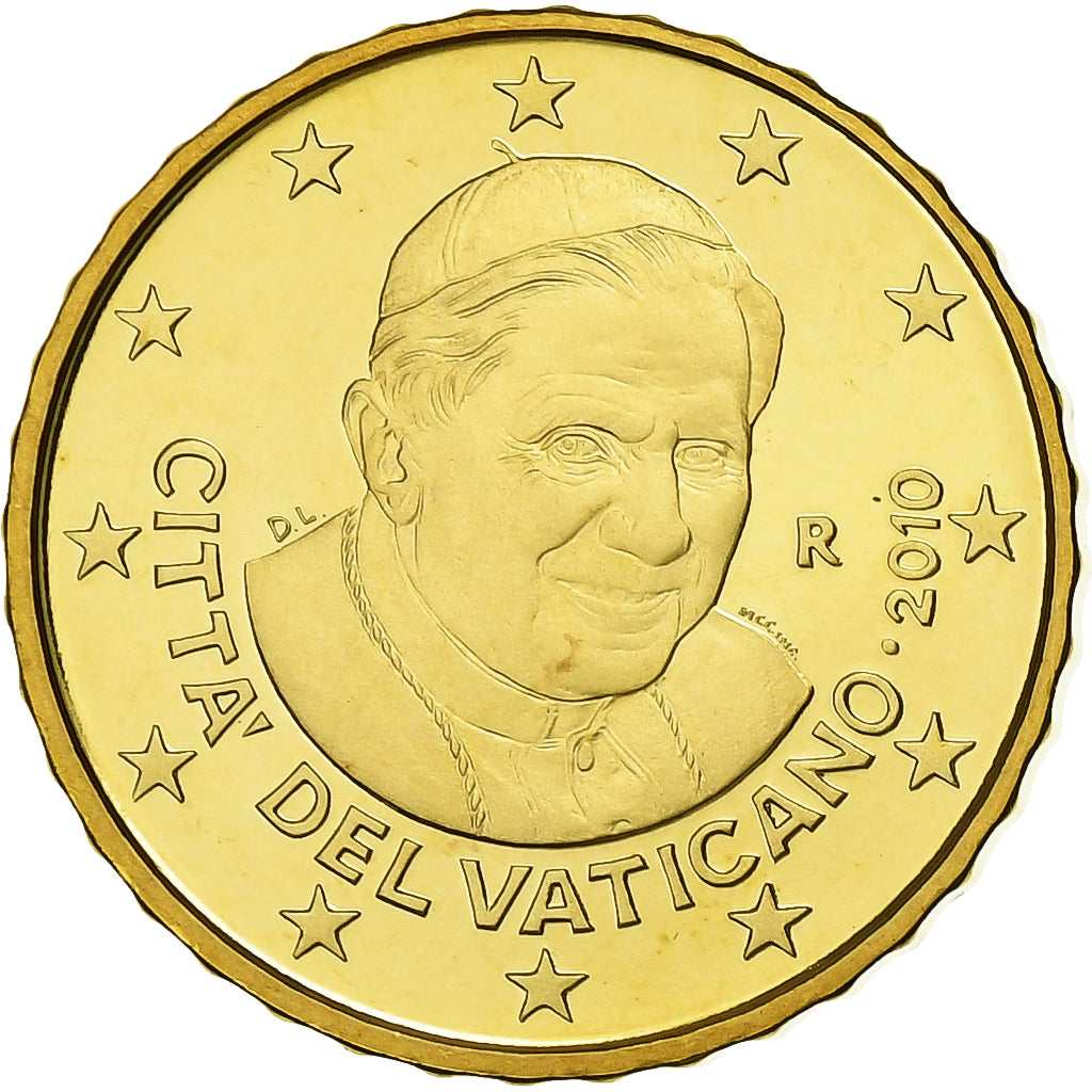 VATICAN CITY, Benedict XVI, 10 Euro Cent, 2010, Rome, Brass, UNC, KM:385