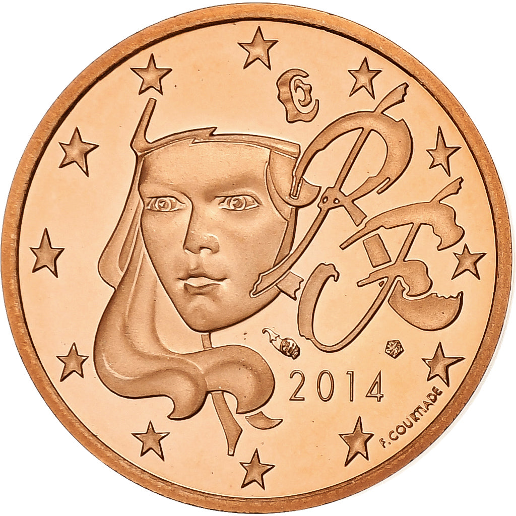 France, 2 Euro Cent, 2014, Copper Plated Steel, UNC