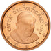 VATICAN CITY, Benedict XVI, 2 Euro Cent, 2013, Rome, Copper Plated Steel, UNC