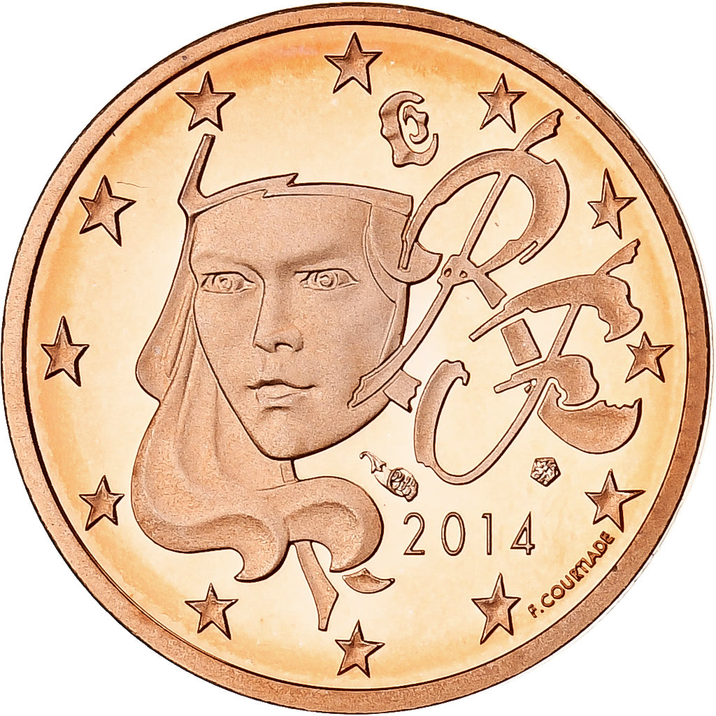 France, Euro Cent, 2014, Paris, Copper Plated Steel, UNC, Gadoury:1