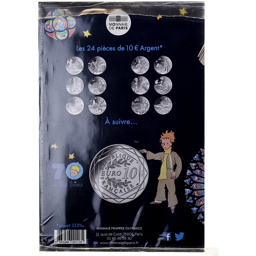 Francja, 10 Euro, Monnaie de Paris, Le beau voyage du Petit Prince, 7/24, 2016