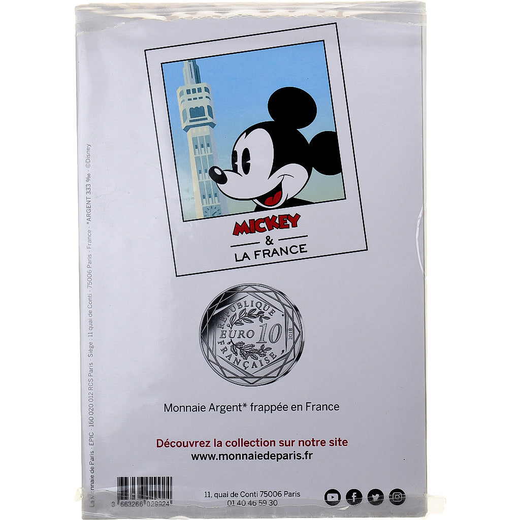 France, 10 Euro, Mickey Le roi de la petite reine, N°17/20, 2018, Monnaie de