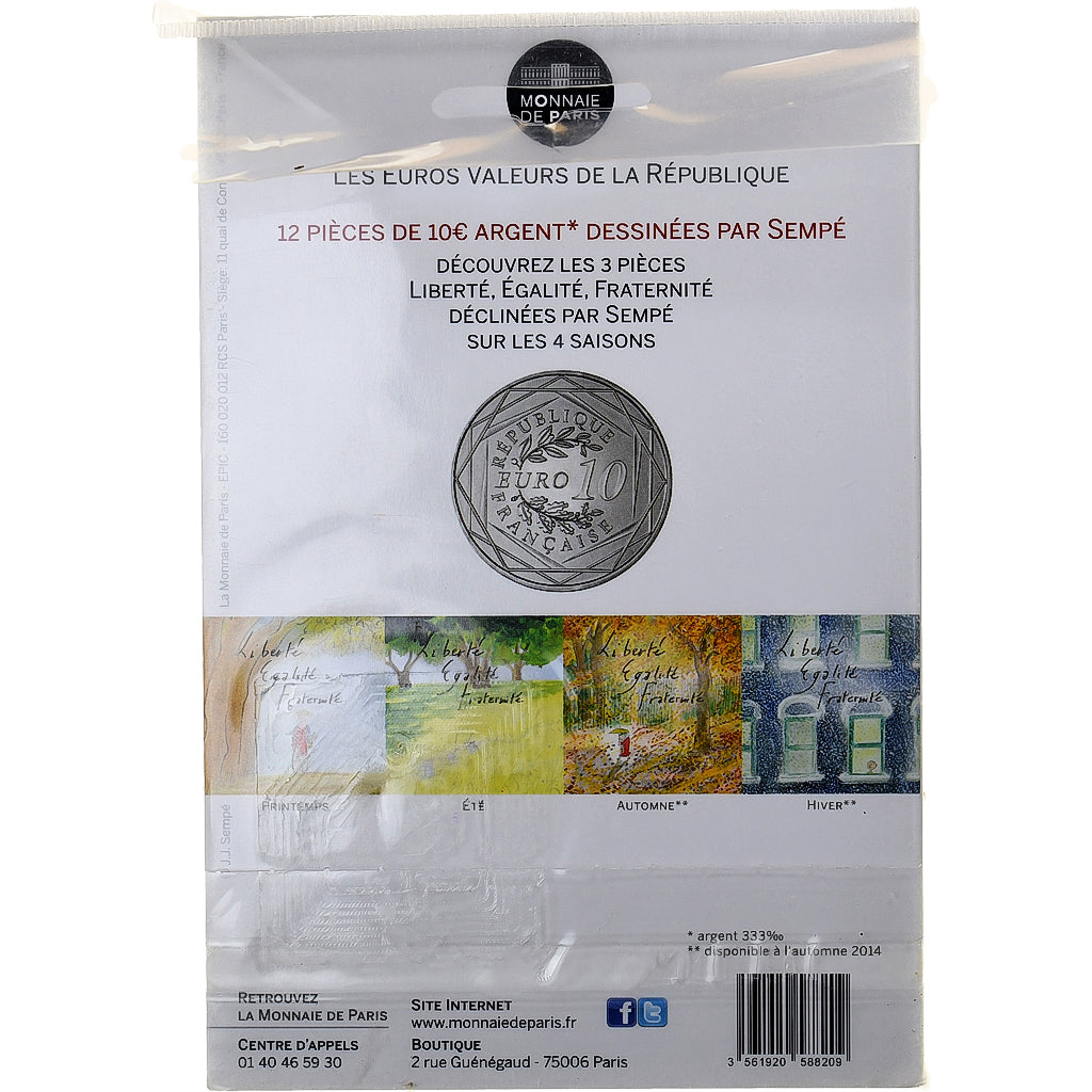 France, 10 Euro, Monnaie de Paris, Sempé - Hiver - Égalité, 2014, Paris