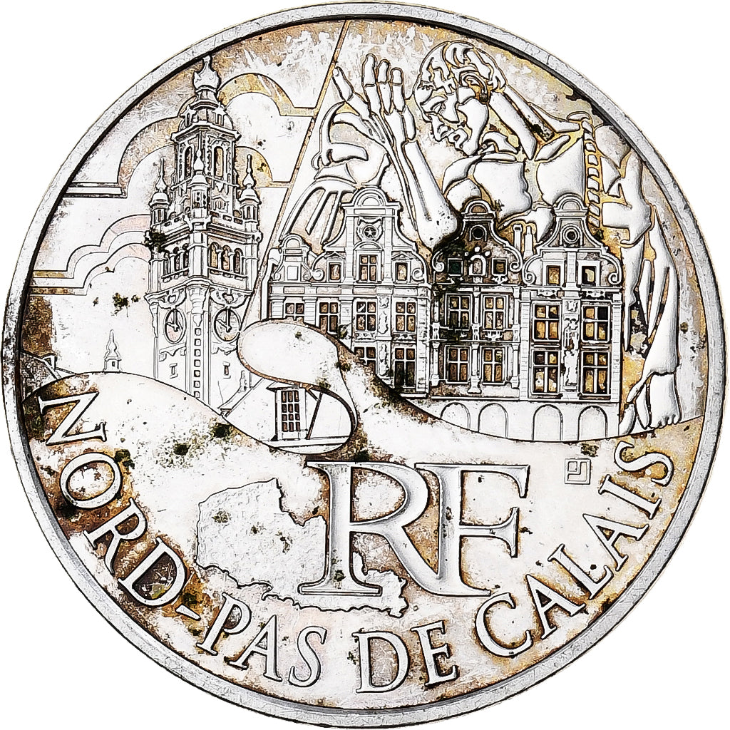 Francja, 10 Euro, Euros des régions, Nord-Pas De Calais, 2011, Paris, Srebro