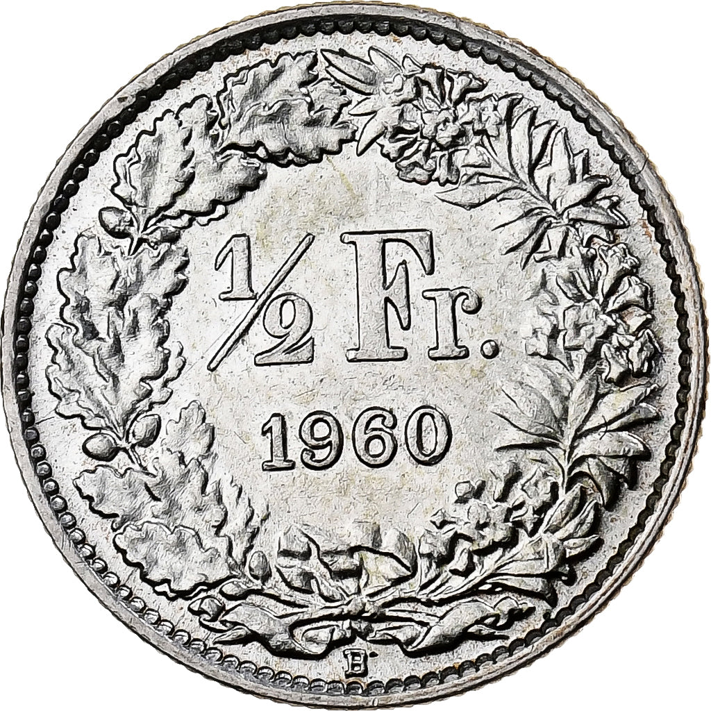 Suiza, 1/2 Franc, 1960, Bern, Plata, EBC+, KM:23