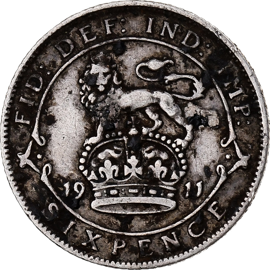 Great Britain, George V, 6 Pence, 1911, Silver, VF(30-35), KM:815