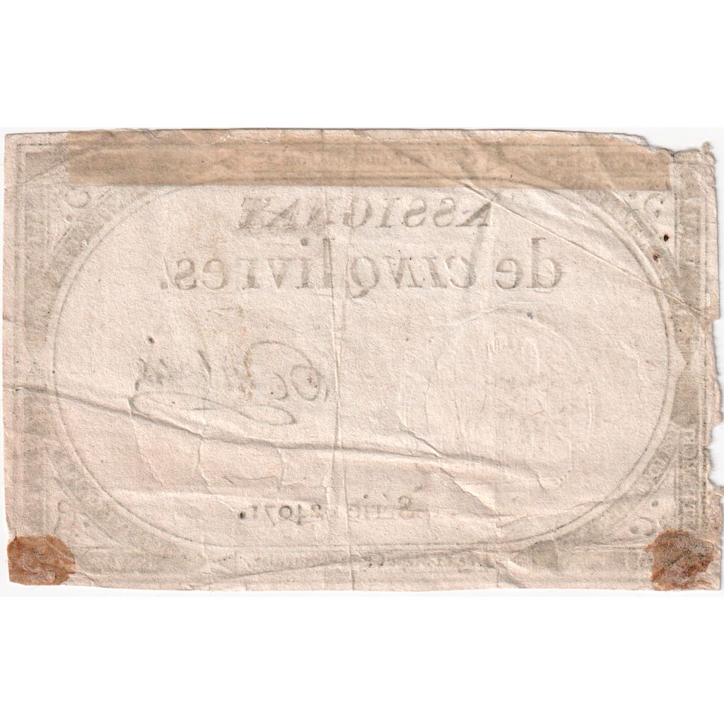 Frankrijk, 5 Livres, 10 brumaire de l'an 2 - (31 octobre 1793), 24071, TB