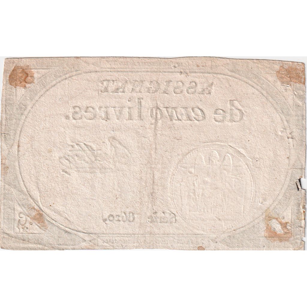 Francia, 5 Livres, 10 brumaire de l'an 2 - (31 octobre 1793), 8620, MB