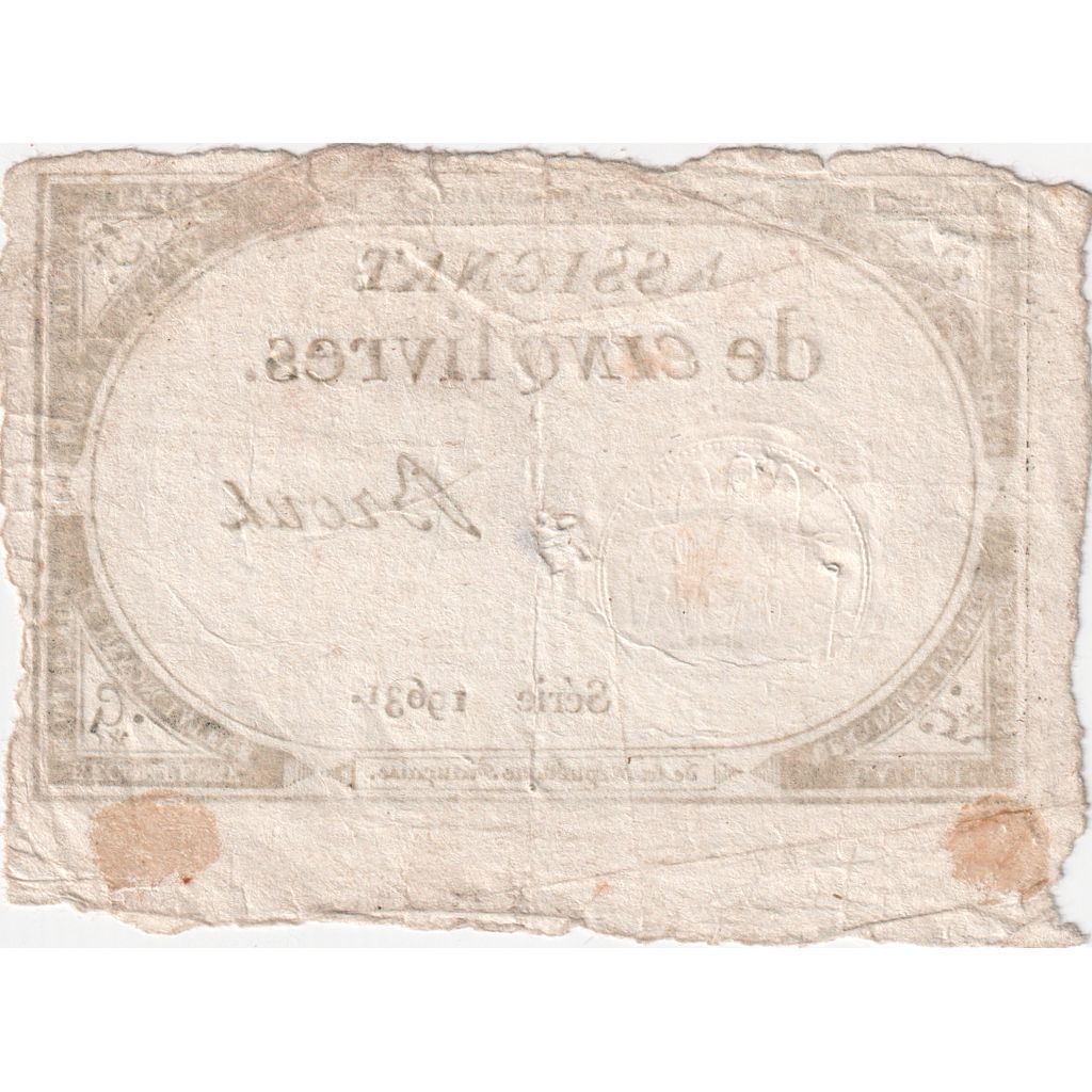 Frankreich, 5 Livres, 10 brumaire de l'an 2 - (31 octobre 1793), 19631, SS