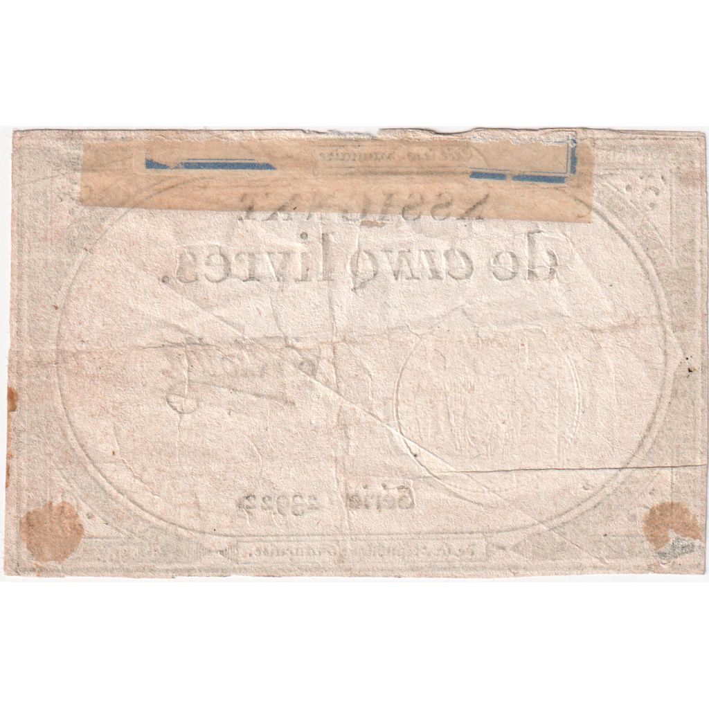 Frankrijk, 5 Livres, 10 brumaire de l'an 2 - (31 octobre 1793), 23922, TTB