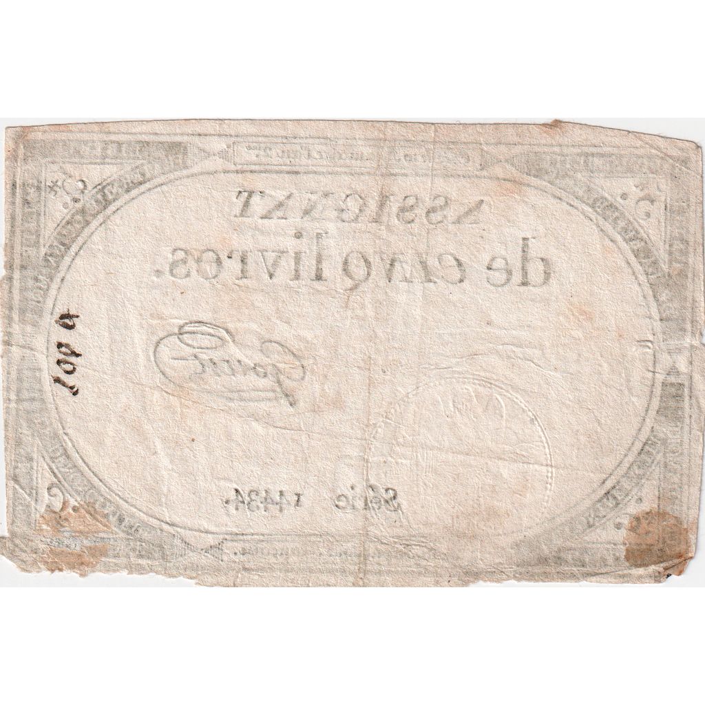 France, 5 Livres, 10 brumaire de l'an 2 - (31 octobre 1793), 14434, EF(40-45)