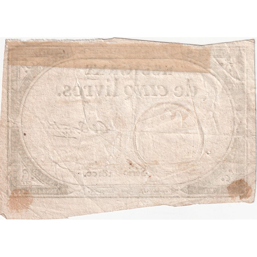 Francia, 5 Livres, 10 brumaire de l'an 2 - (31 octobre 1793), 18100, BB