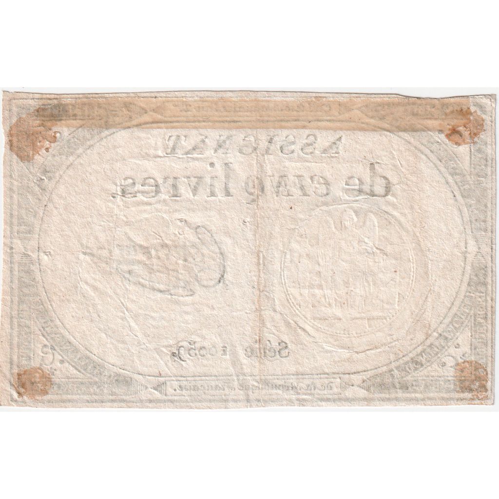 Frankrijk, 5 Livres, 10 brumaire de l'an 2 - (31 octobre 1793), 10059, TTB