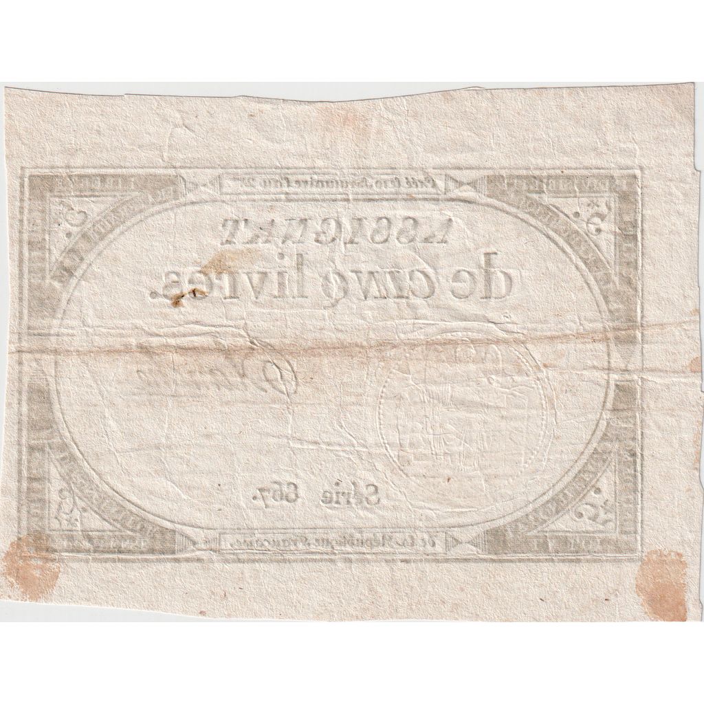 Frankrijk, 5 Livres, 10 brumaire de l'an 2 - (31 octobre 1793), 867, TTB+