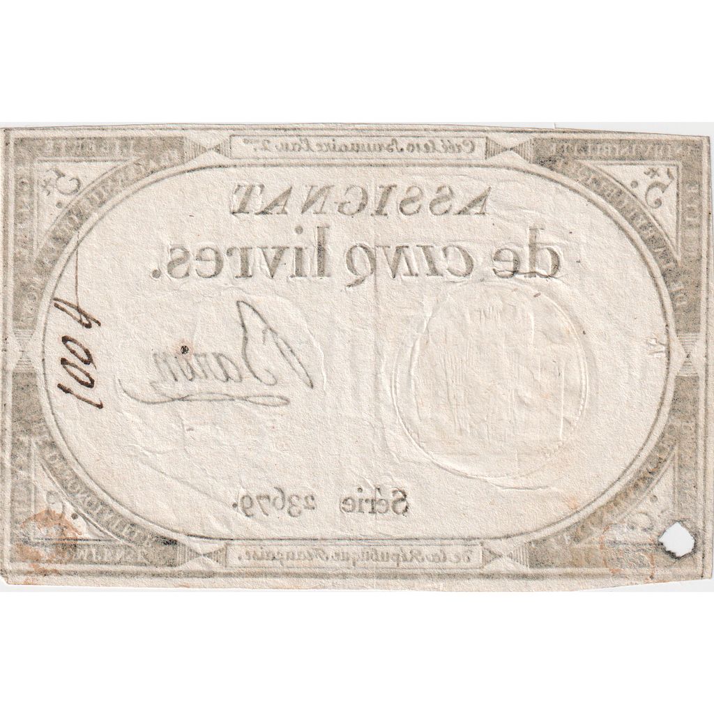 France, 5 Livres, 10 brumaire de l'an 2 - (31 octobre 1793), 23679, TTB+