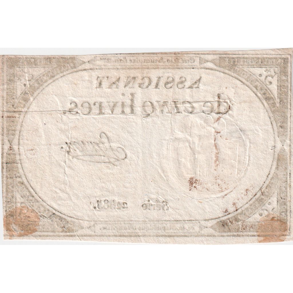 France, 5 Livres, 10 brumaire de l'an 2 - (31 octobre 1793), 22585, TTB+