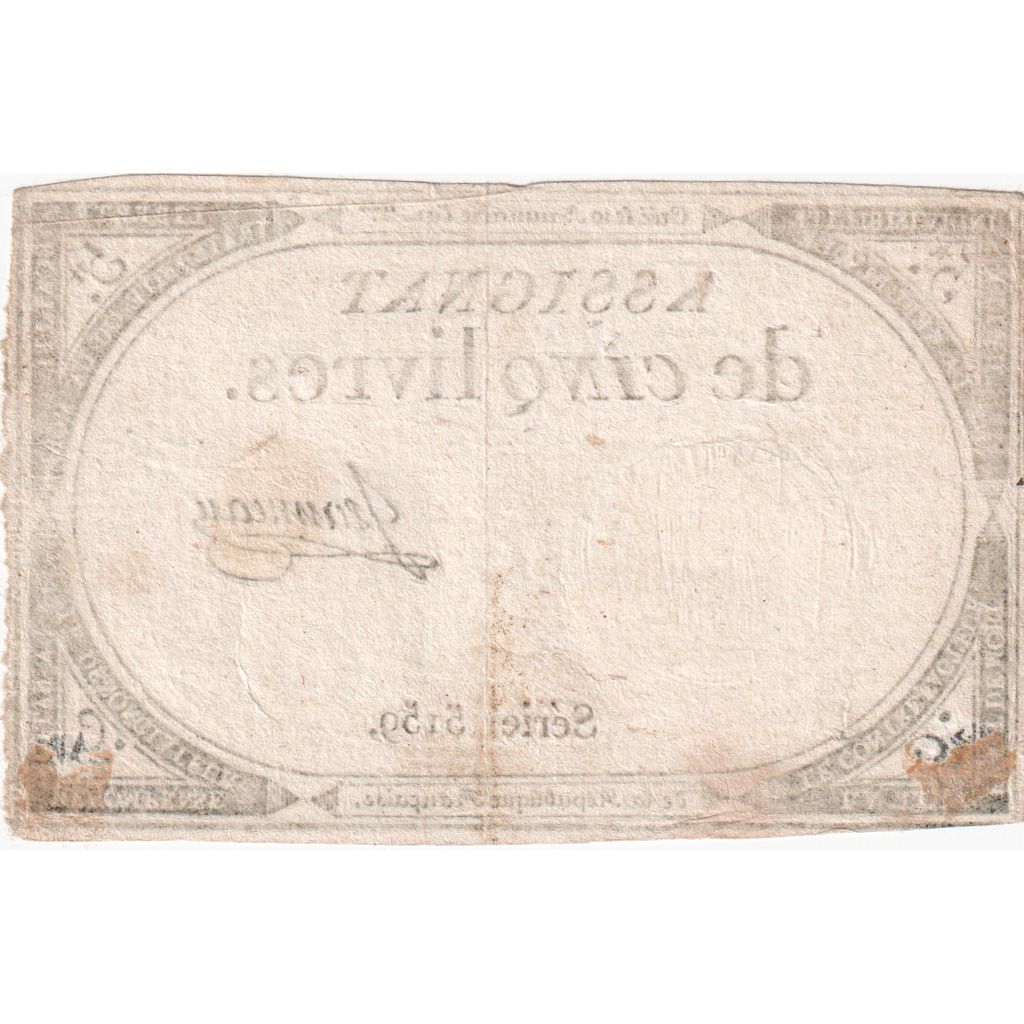 France, 5 Livres, 10 brumaire de l'an 2 - (31 octobre 1793), 5159, AU(50-53)