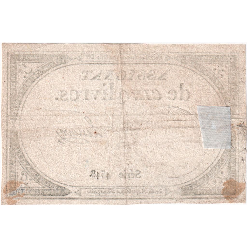 França, 5 Livres, 10 brumaire de l'an 2 - (31 octobre 1793), 4548, AU(50-53)