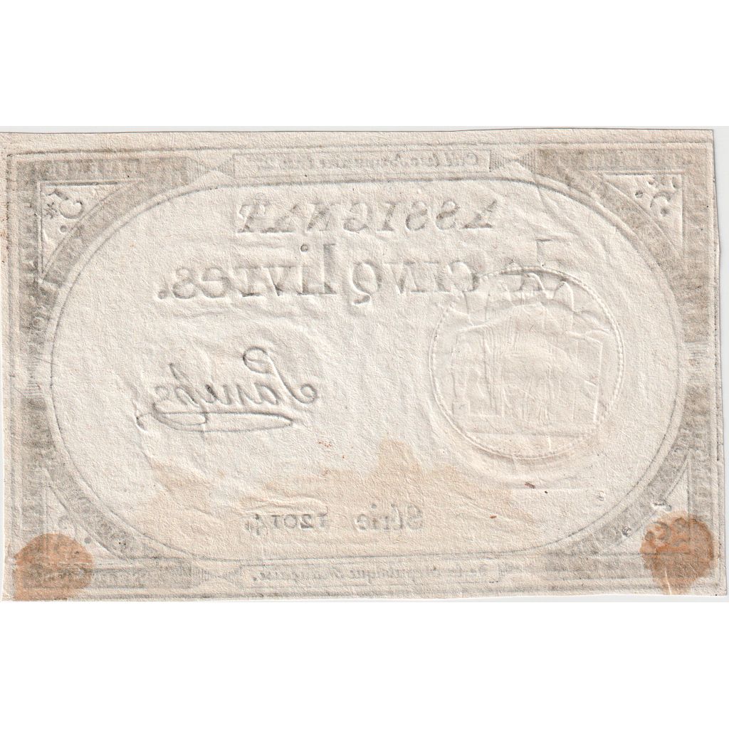 France, 5 Livres, 10 brumaire de l'an 2 - (31 octobre 1793), 12014, AU(50-53)