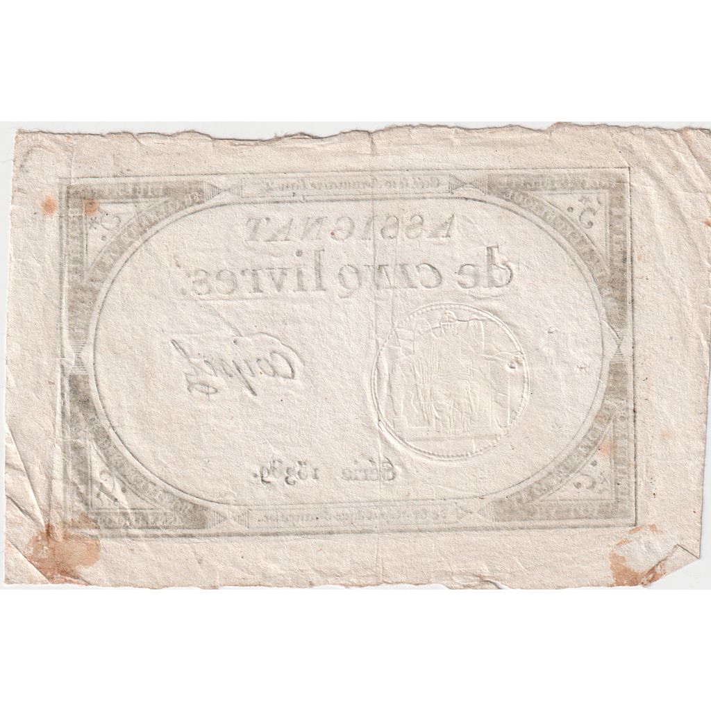 France, 5 Livres, 10 brumaire de l'an 2 - (31 octobre 1793), 15389, AU(50-53)