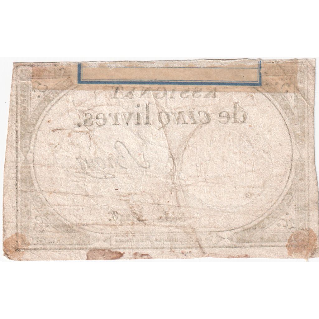 França, 5 Livres, 10 brumaire de l'an 2 - (31 octobre 1793), 26248, AU(50-53)