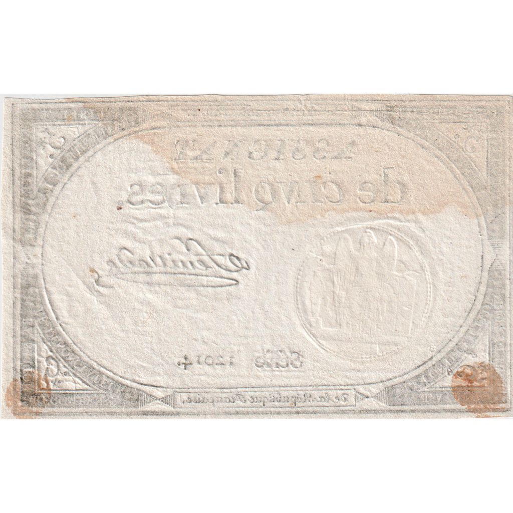 França, 5 Livres, 10 brumaire de l'an 2 - (31 octobre 1793), 12014, AU(55-58)