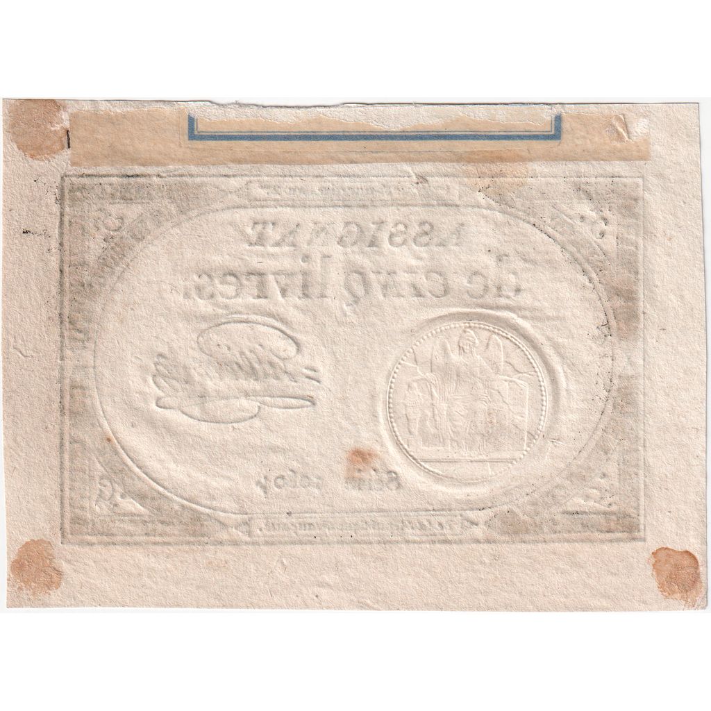 Frankrijk, 5 Livres, 10 brumaire de l'an 2 - (31 octobre 1793), 10604, SUP