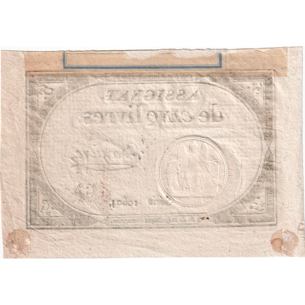 France, 5 Livres, 10 brumaire de l'an 2 - (31 octobre 1793), 10604, AU(55-58)