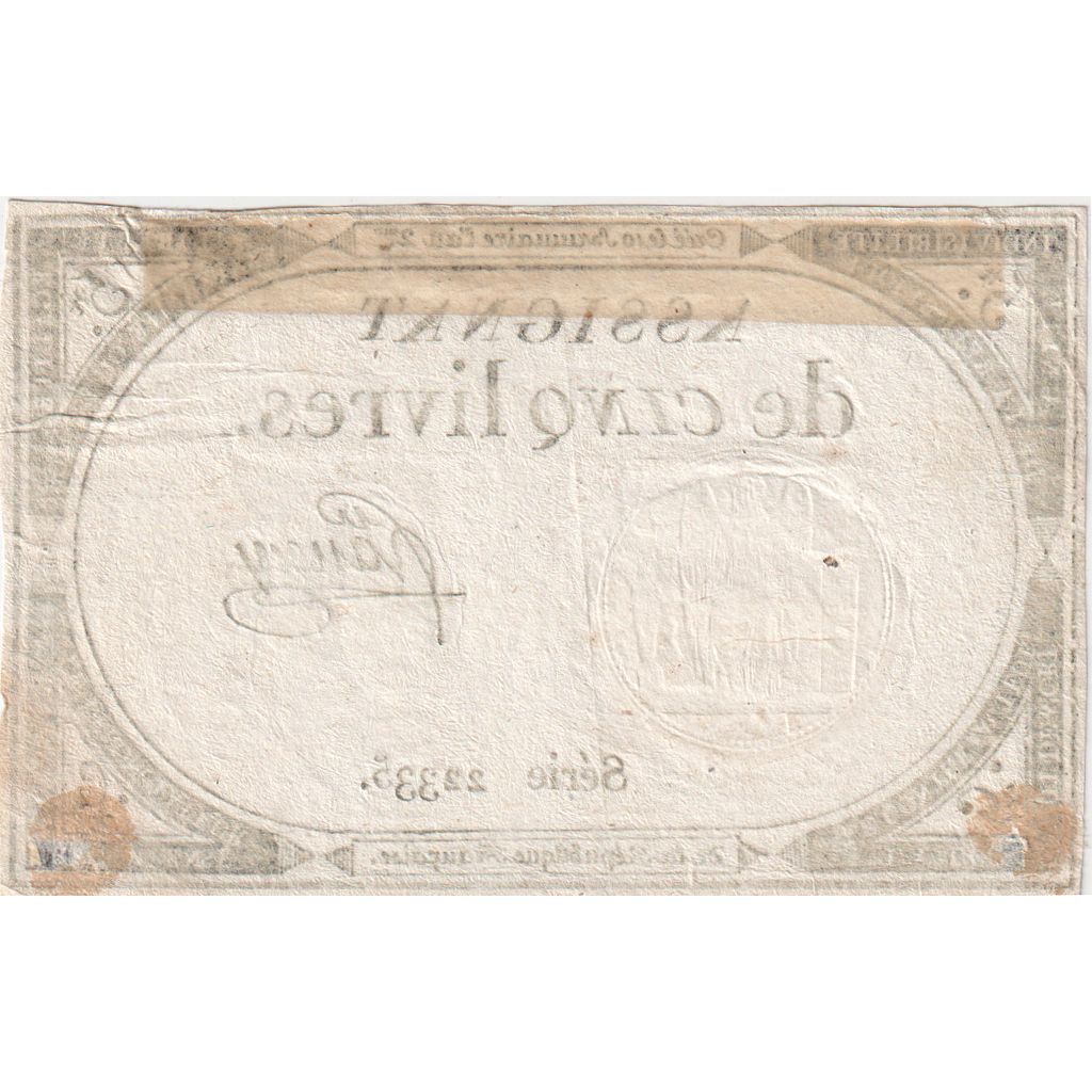 Francia, 5 Livres, 10 brumaire de l'an 2 - (31 octobre 1793), 22335, EBC