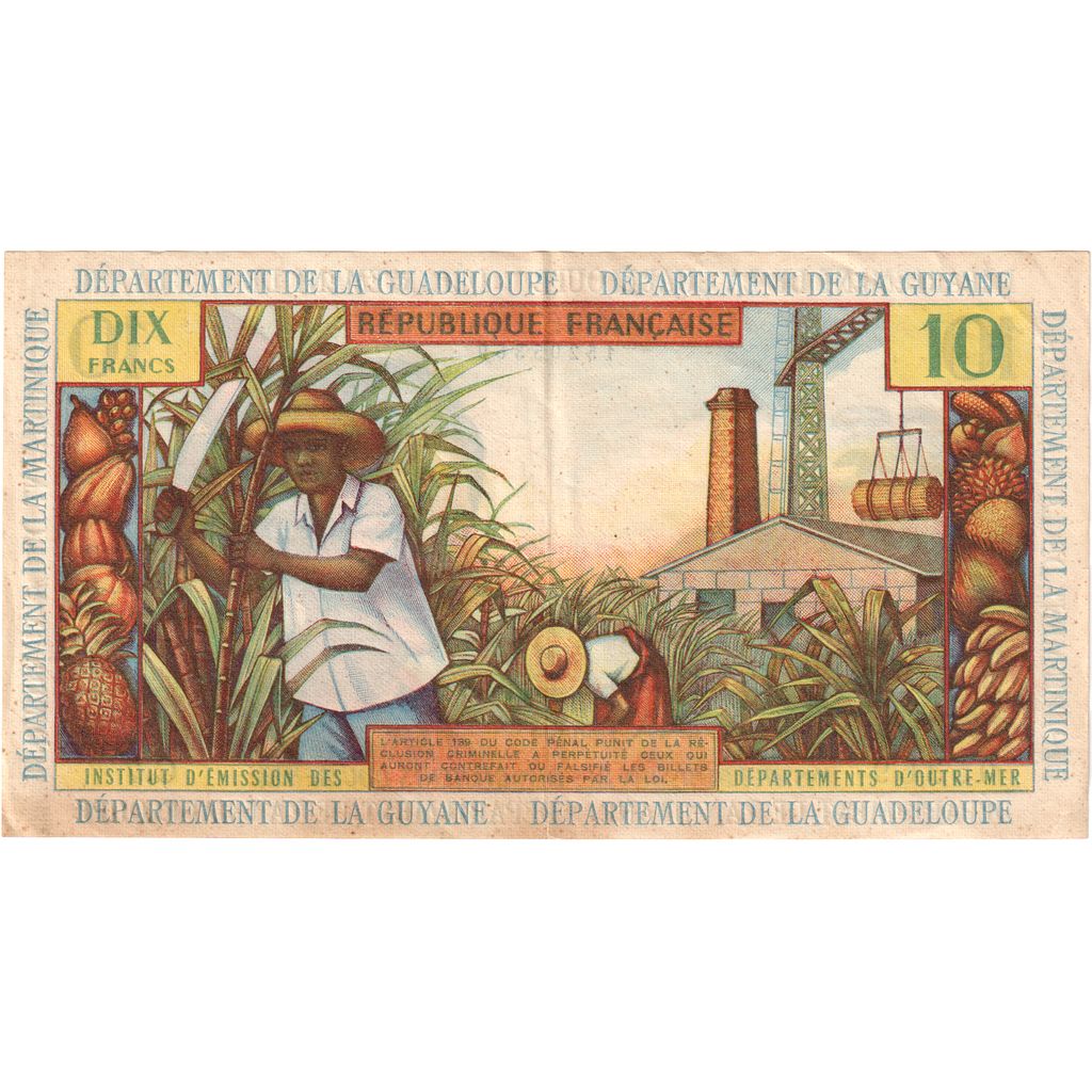 Antillas francesas, 10 Francs, MBC