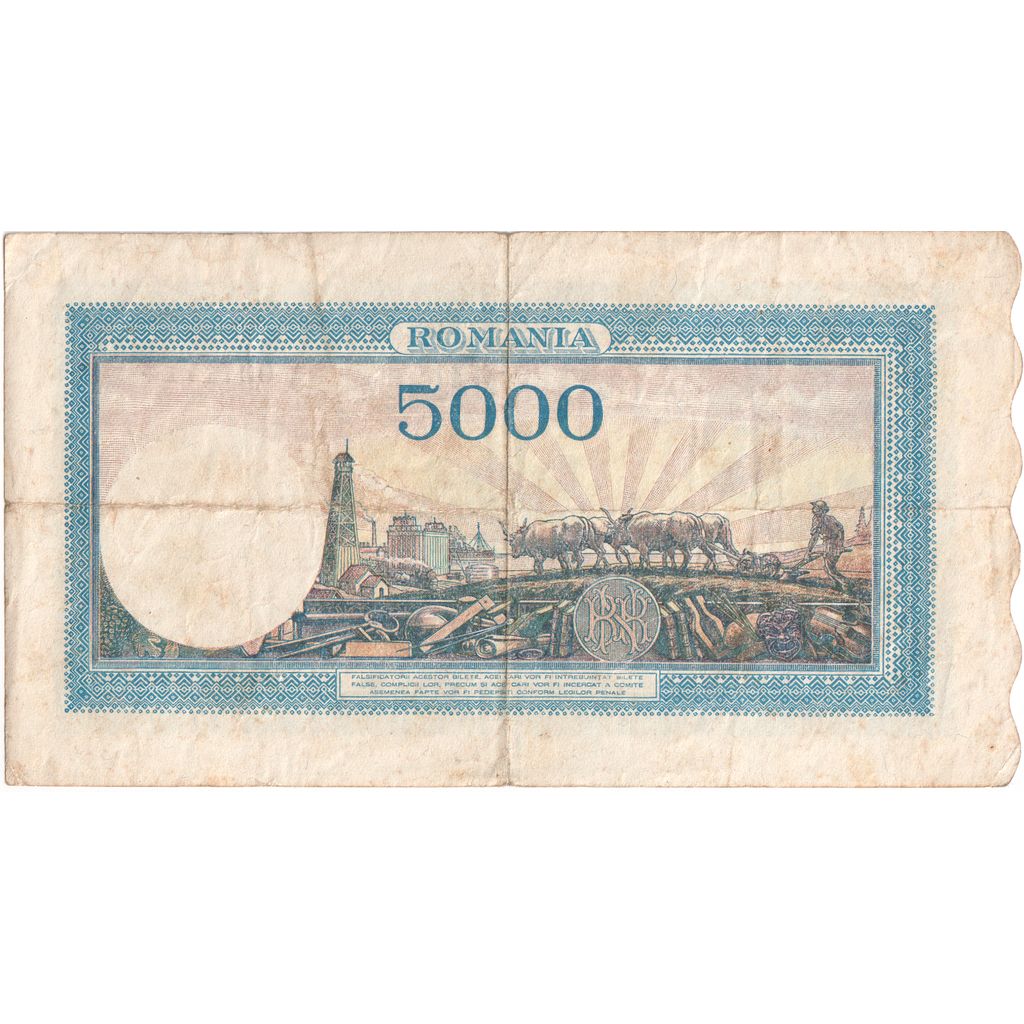 Rumunia, 5000 Lei, 1944-10-10, VF(20-25)