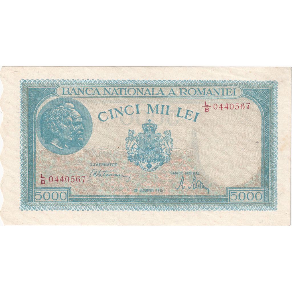 Romania, 5000 Lei, 1945-12-20, AU(55-58)