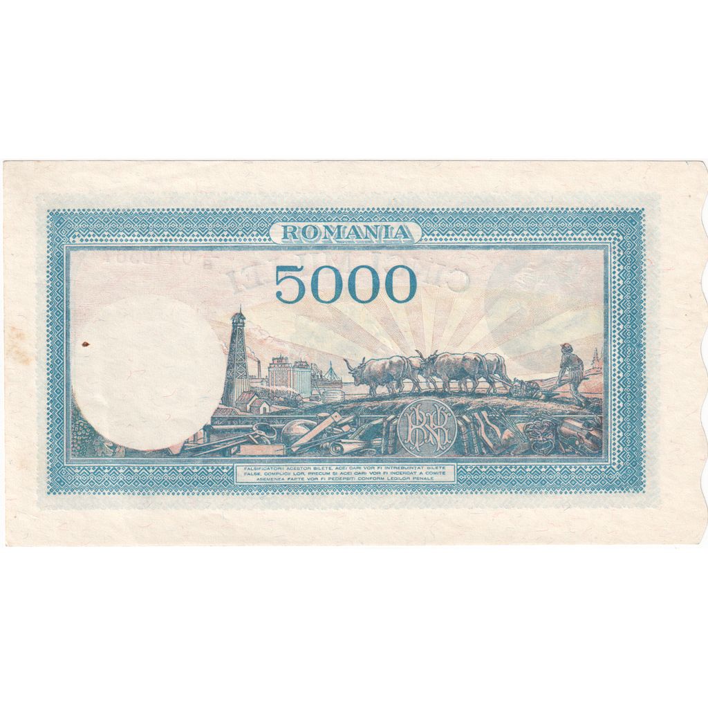 Romania, 5000 Lei, 1945-12-20, AU(55-58)