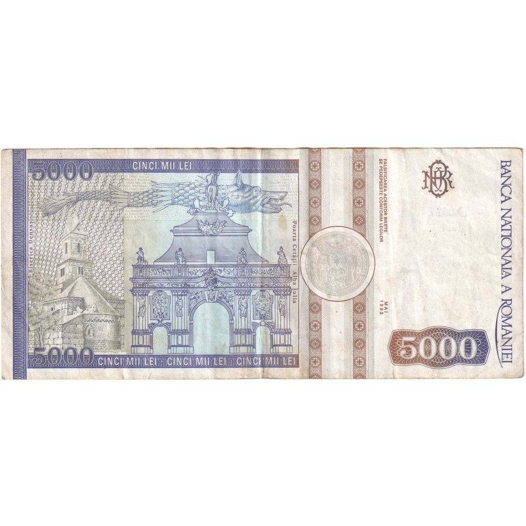 Rumunia, 5000 Lei, Mai 1993, EF(40-45)