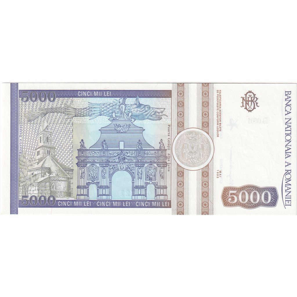 Romania, 5000 Lei, Mai 1993, SPL+