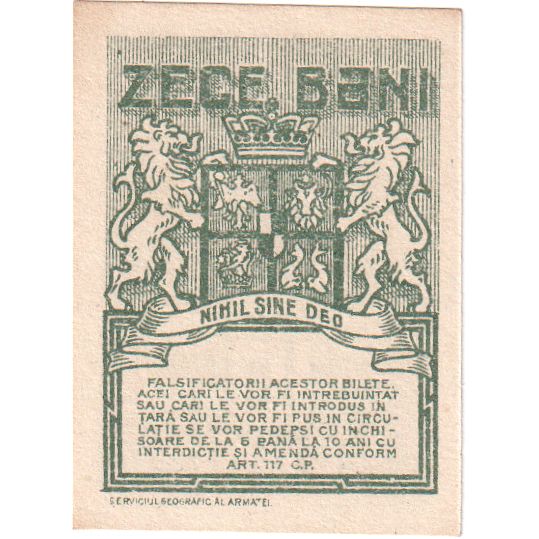 Rumanía, 10 Bani, 1917, UNC