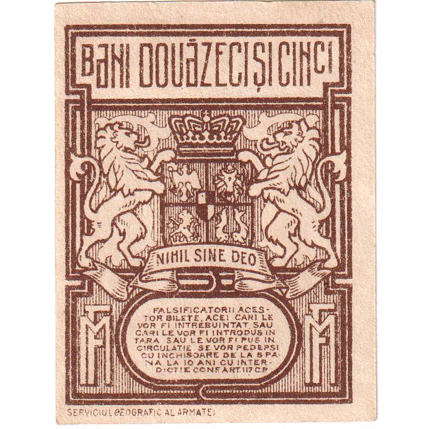 Rumänien, 25 Bani, 1917, UNZ