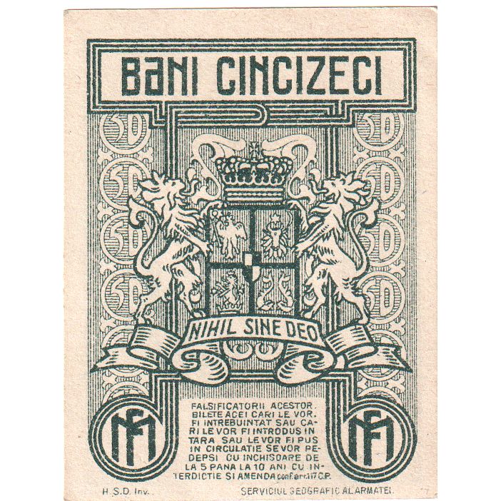 Rumänien, 50 Bani, 1917, UNZ