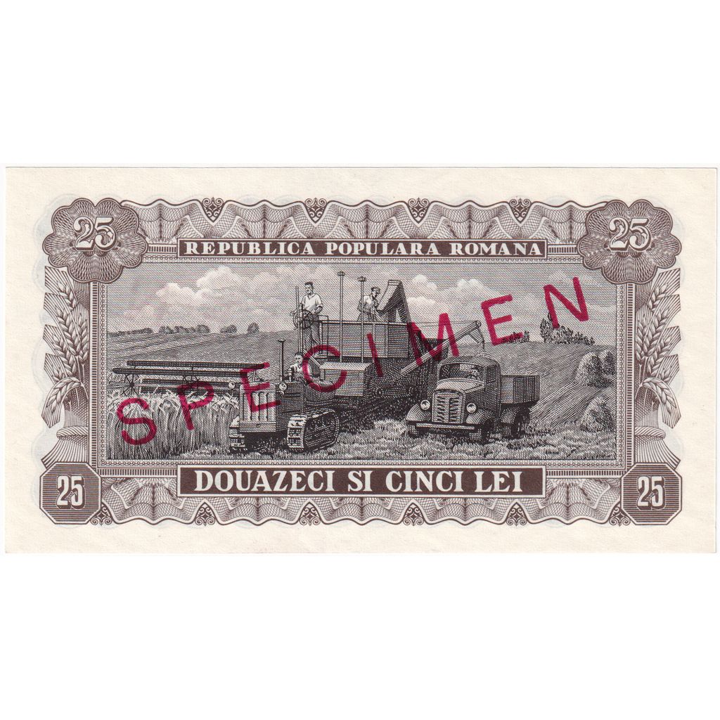 Romania, 25 Lei, 1952, Specimen, FDS