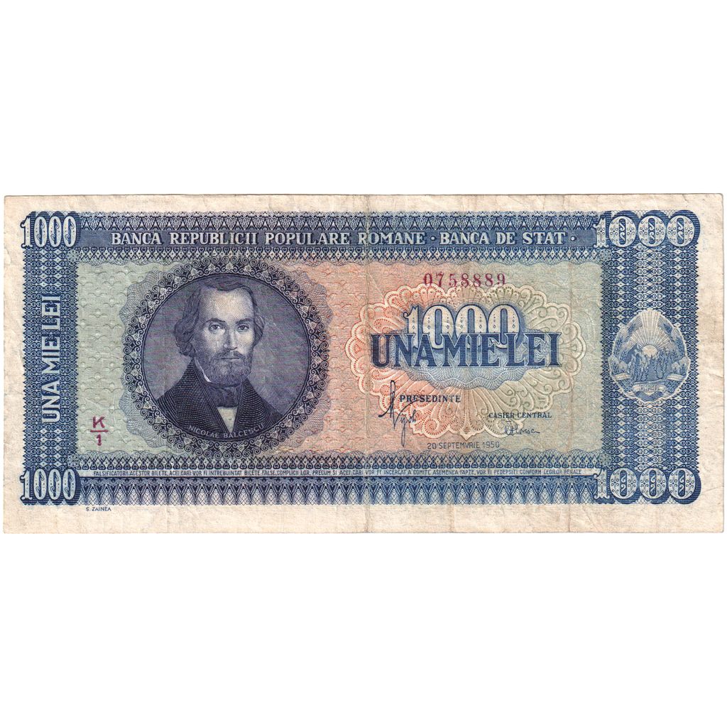 Romania, 1000 Lei, 1950-09-20, VF(30-35)