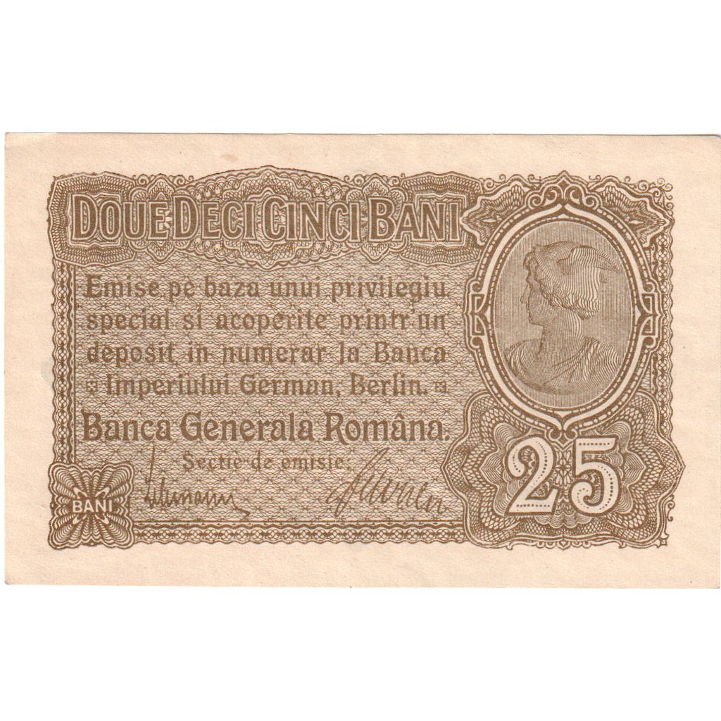 Roemenië, 25 Bani, Undated (1917), NIEUW
