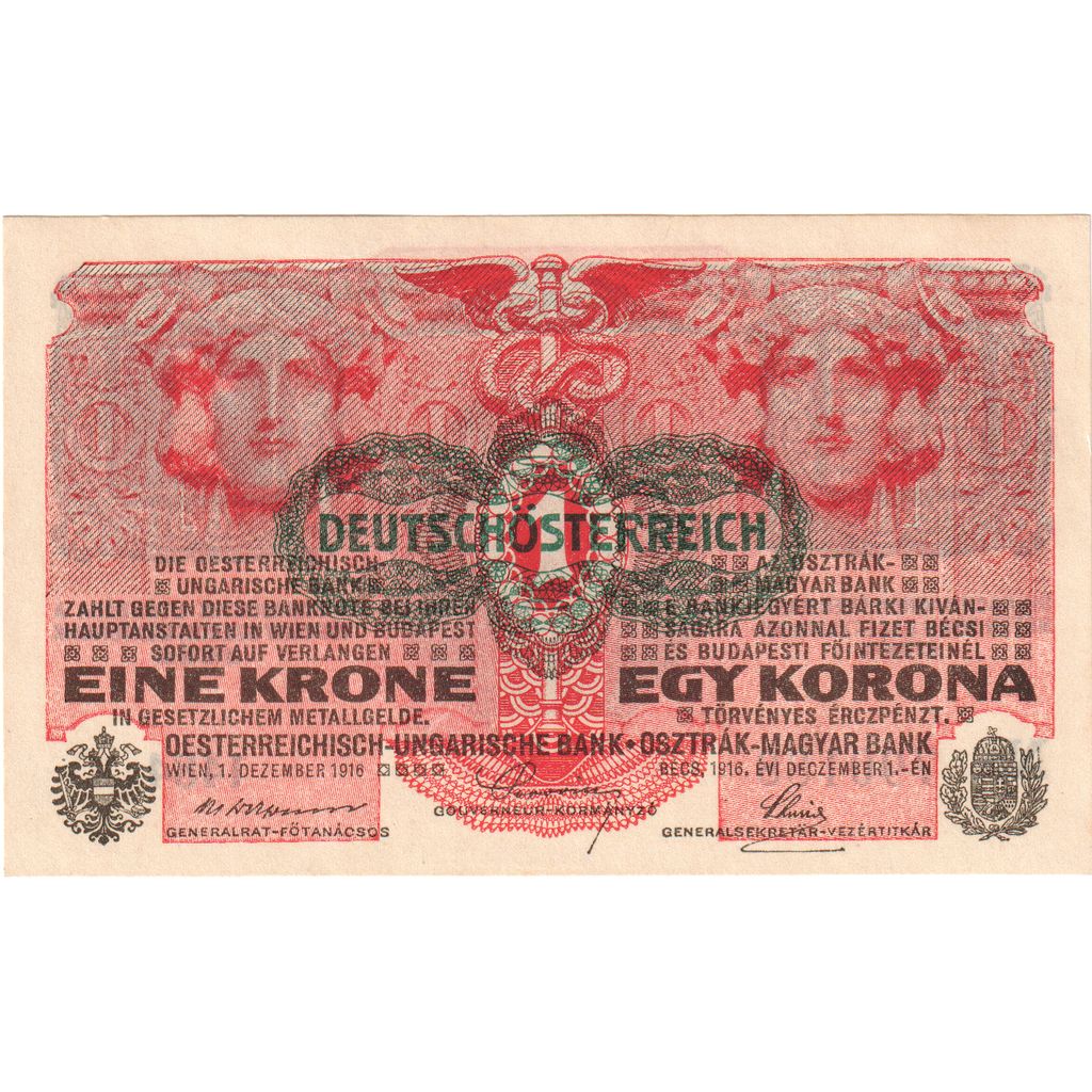 Austria, 1 Krone, Undated (1919 - old date : 1916-03-01), UNC(65-70)