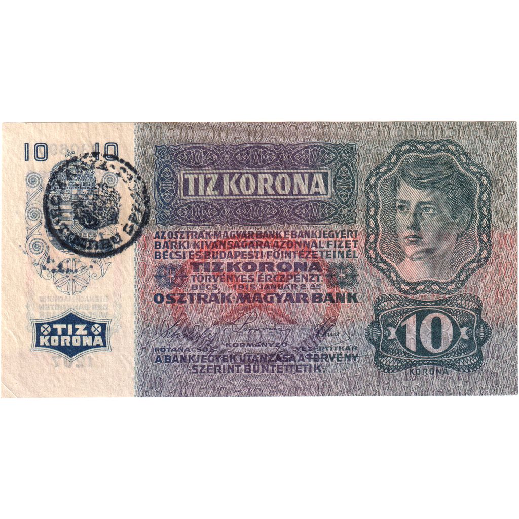 Romania, 10 Kronen, Undated (1919 - old date : 1915-01-02), UNC(64)