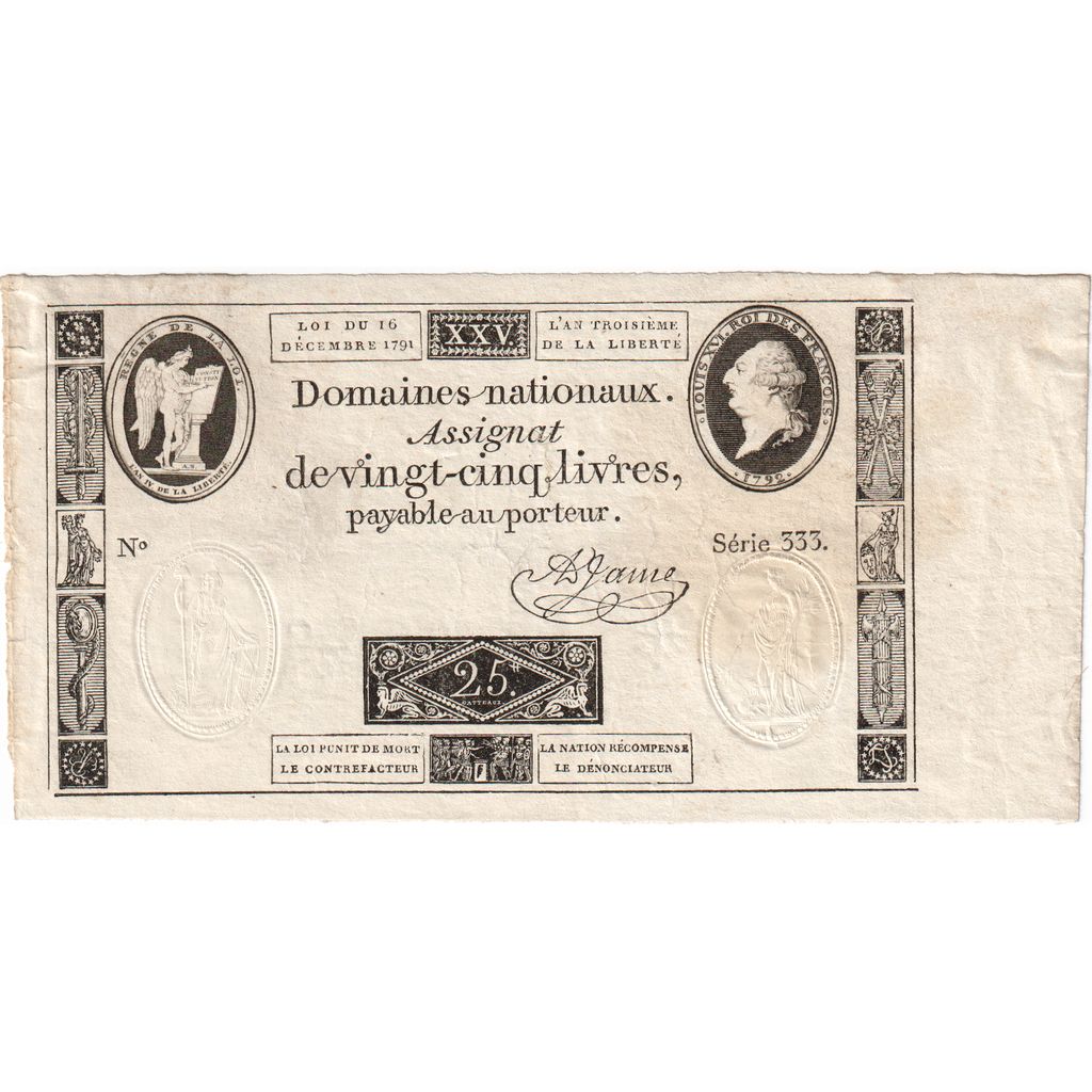 Francja, 25 Livres, 1791-12-16, 333, EF(40-45)